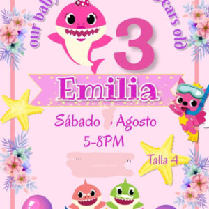 Invitación para Fiesta Infantil BabyShark